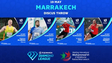 المشاركين بمسابقة رمي الجلة خلال ملتقى محمد السادس لألعاب القوى